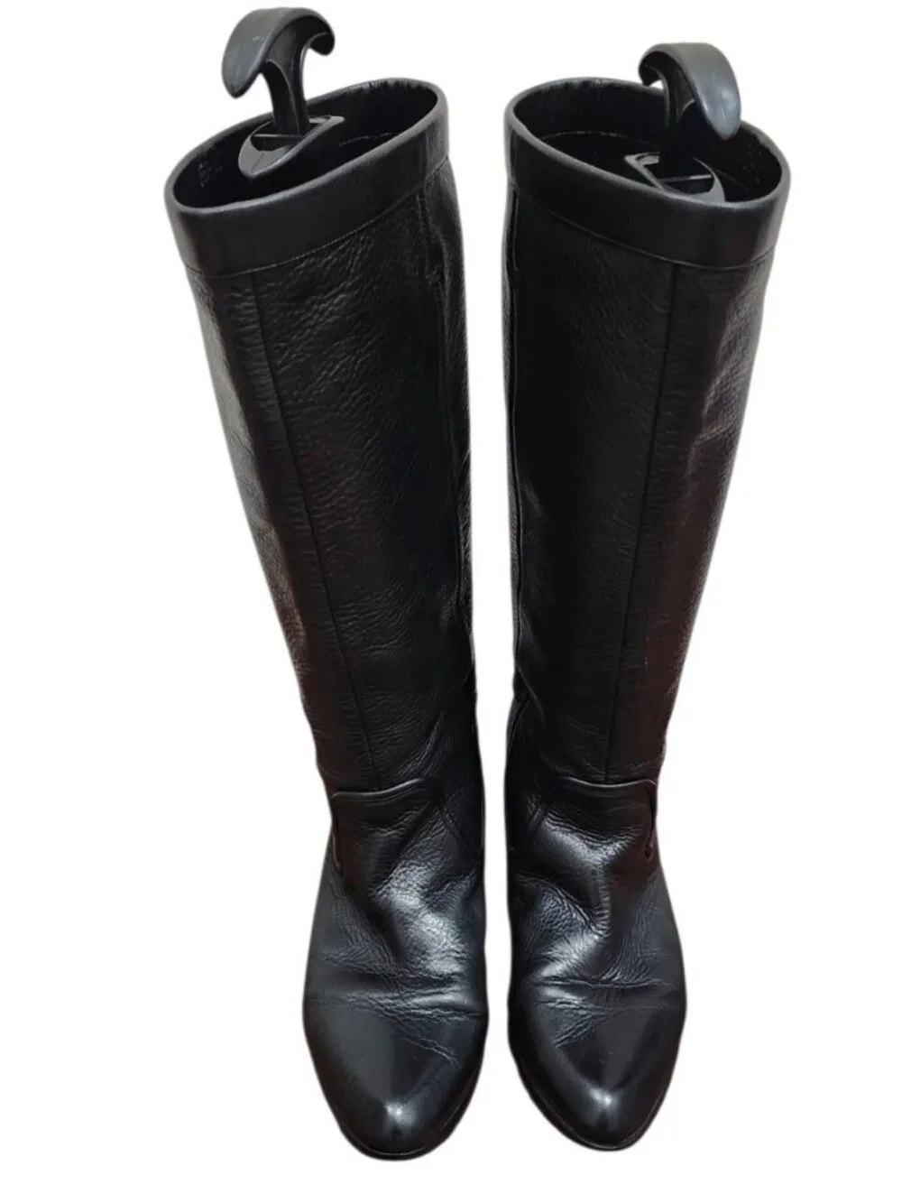 Frye Cindy Slouch Tall Riding Boots Black Pebbled Leather Knee High Women’s 8.5 - Picture 2 of 15